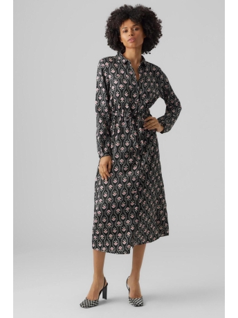 Vero Moda Jurk VMAFIA L/S 7/8 SHIRT DRESS WVN BTQ 10292439 BLACK