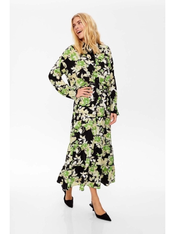 Freequent Jurk FQMISON DRESS 202913 BLACK W PIQUANT GREEN