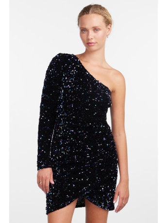Pieces Jurk PCSTELLA LS ONE SHOULDER DRESS D2D 17137471 Black/MULTI SEQU