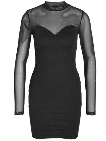 Noisy may Jurk NMMAYA L/S MIX DETAIL DRESS 27028462 Black/Stud MESH