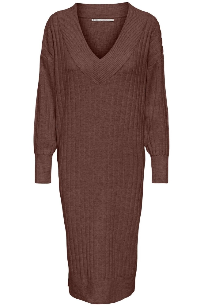 ONLNEW TESSA L/S MIDI V DRESS KNT N 15236372 Chestnut/W.MELANGE
