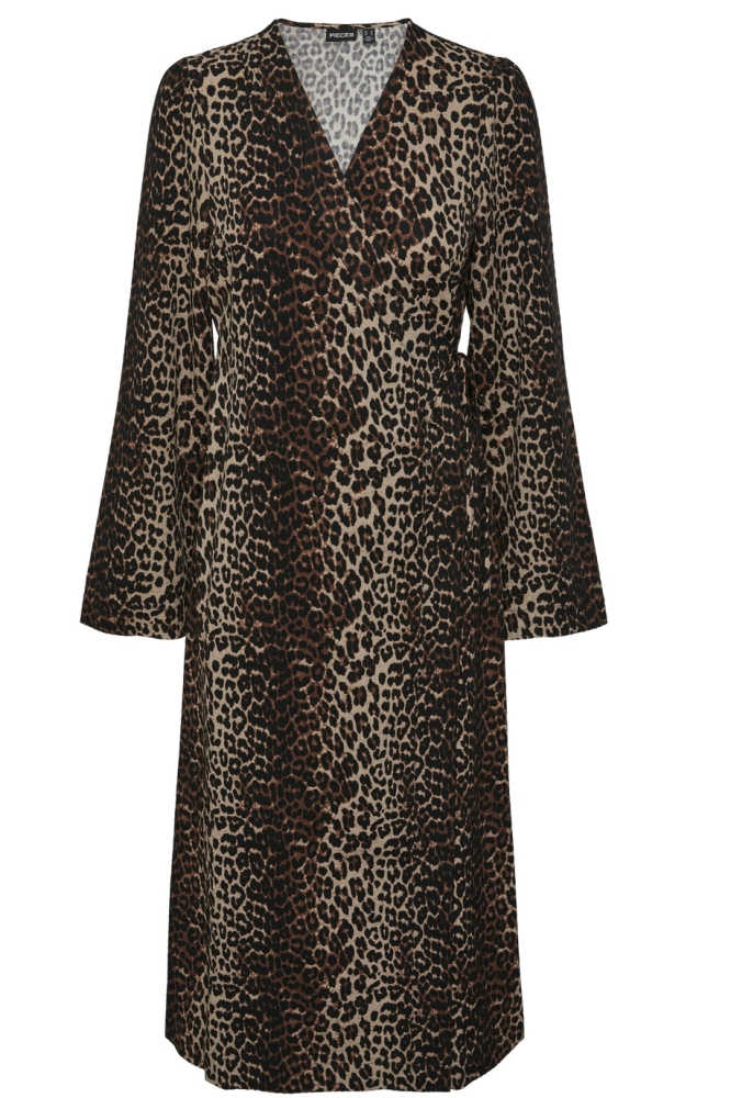 PCMELLISA LS WRAP MIDI DRESS 17147627 Black/LEO