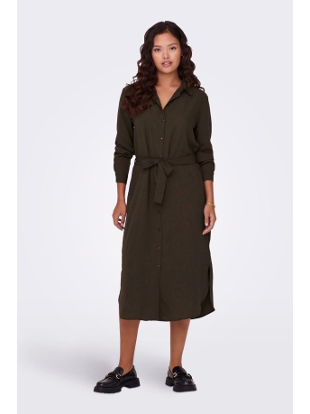 Jacqueline de Yong Jurk JDYDIVYA LIFE L/S ABOVE CALF DRESS 15267419 DEMITASSE