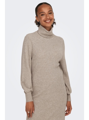 Only Jurk ONLSASHA L/S ROLLNECK DRESS KNT NOO 15309197 MOCHA MERI/W. MELANGE