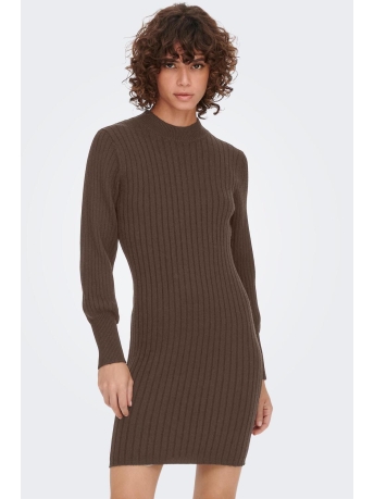 Jacqueline de Yong Jurk JDYMAGDA L/S VOLUME SLEEVE DRESS KN 15271590 CHOCOLATE BROWN/MELANGE