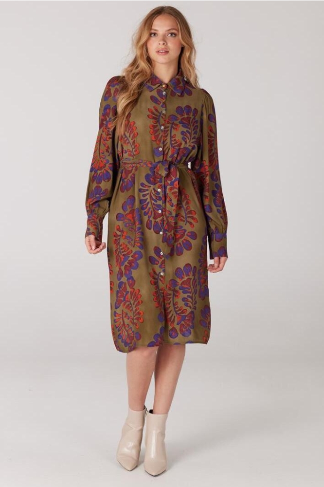  BLOUSE DRESS PRINT GINGER W23 WOP573 000253 MULTI GREEN