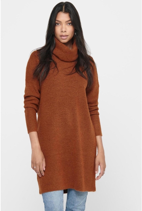 onljana l/s cowlnck 15140166 melange bread/w. ginger dress wool knt only jurk