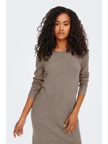 Only Jurk ONLRICA LIFE L/S O-NECK DRESS KNT N 15275248 BROWNIE