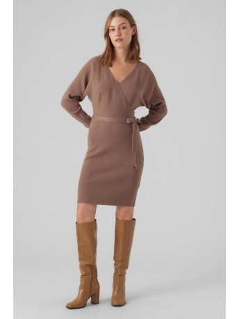 Vero Moda Jurk VMHOLLYREM LS V-NECK DRESS GA NOOS 10269251 Brown Lentil