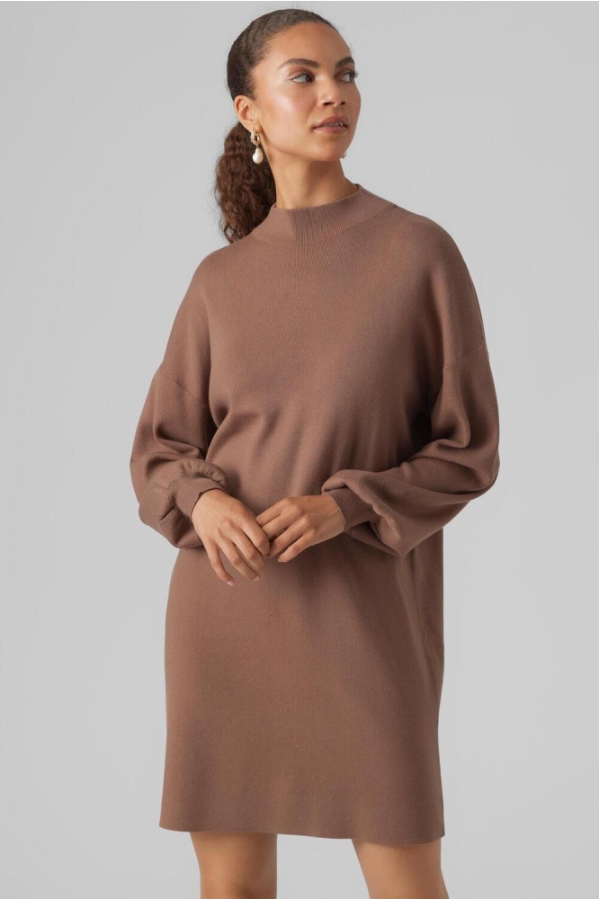 VMNANCY LS FUNNELNECK DRESS NOOS 10249116 BROWN LENTIL
