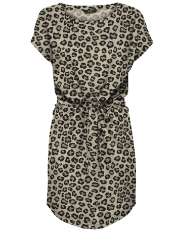 Only Jurk ONLMAY S/S DRESS NOOS 15153021 BROWN RICE/LEO SPOT