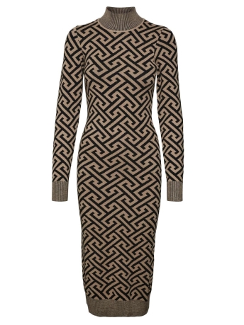 Vero Moda Jurk VMARIA LS HIGH-NECK CALF DRESS REP 10270912 Black/W. SILVER MINK