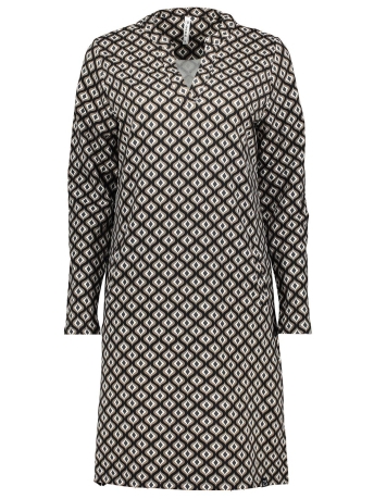 Zoso Jurk FELINE PRINTED COMFY DRESS 234 0009 0000 TAUPE BLACK
