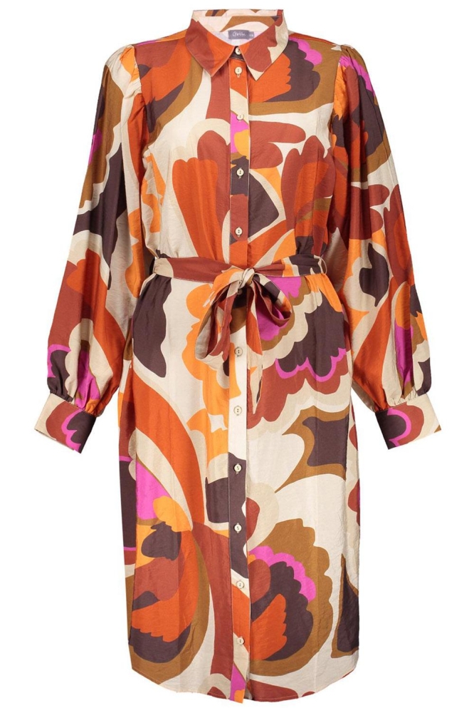 BLOUSE JURK MET VINTAGE PRINT 37640 20 Off-white/Orange/Cinnamon combi