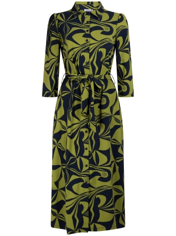 Zoso Jurk  CHARLY PRINTED TRAVEL LONG DRESS 234 0008/0074 NAVY OLIVE