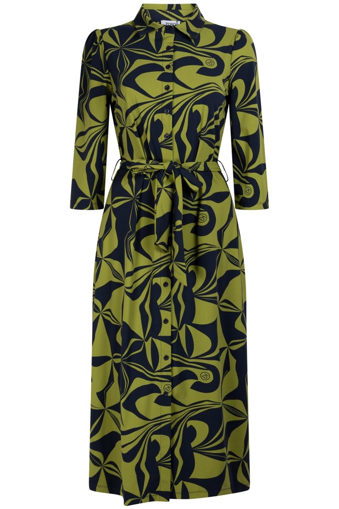  CHARLY PRINTED TRAVEL LONG DRESS 234 0008/0074 NAVY OLIVE