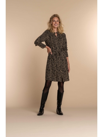 Geisha Jurk A LIJN JURK MET PRINT 3757026 Black Sand