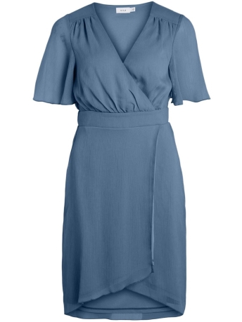 Vila Jurk VIRILLA V-NECK 2/4 SHORT DRESS/BM/D 14083771 Coronet Blue