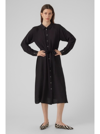 Vero Moda Jurk VMDEBBY LS CALF SHIRT DRESS WVN GA 10295296 Black