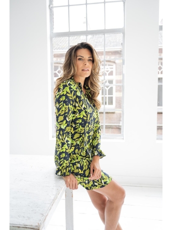 Zoso Jurk NICOLE PRINTED TRAVEL DRESS 234 0008-0074 NAVY OLIVE