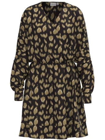 Rouge Vila Jurk VILONA LS V NECK DRESS 14090647 BLACK FENNEL SEE