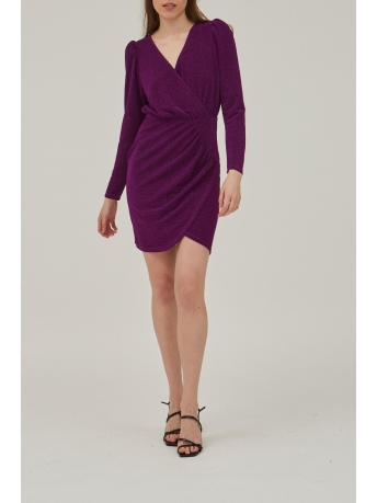 Vila Jurk VIKIANA L/S WRAP GLITTER DRESS 14095829 Sparkling Grape/LUREX