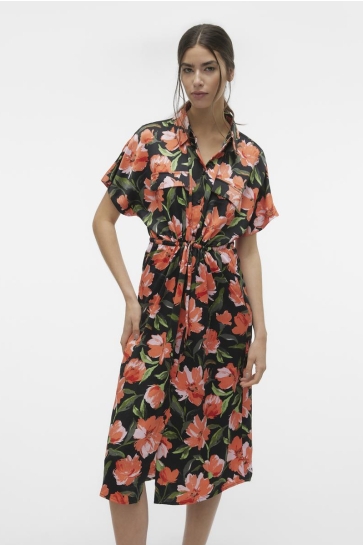 Vero Moda Jurk VMLILLIAN REMI SS CALF WIDE DRESS W 10311048 Black/Remi