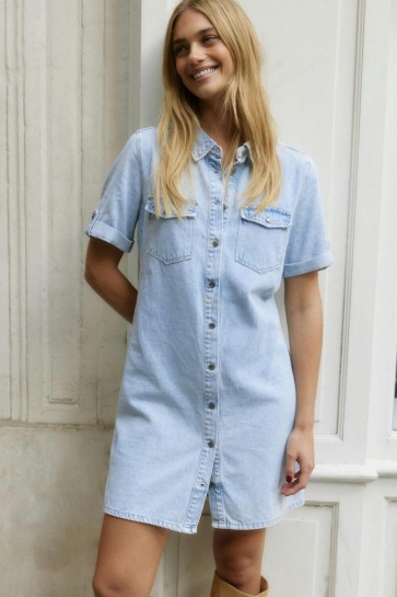Vero Moda Jurk VMJENNIE SS SHORT DENIM DRESS MIX N 10309665 Light Blue Denim