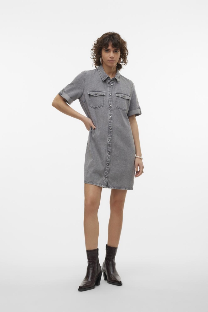 VMJENNIE SS SHORT DENIM DRESS MIX N 10309665 MEDIUM GREY DENIM