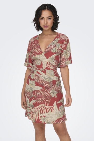Only Jurk ONLPALINA LIFE 2/4 WRAP DRESS PTM 15324500 Baked Apple/Lovely pal