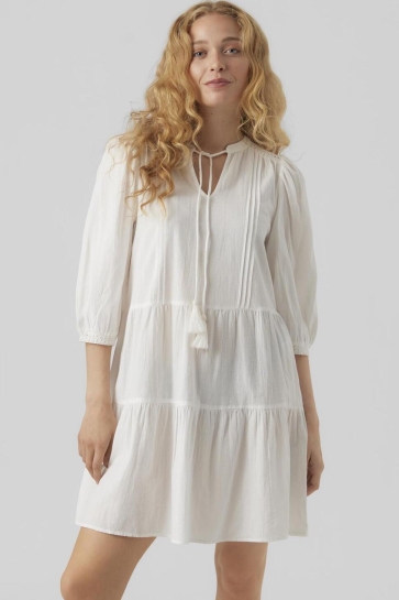 Vero Moda Jurk VMPRETTY 3/4 TUNIC WVN GA NOOS 10279712 SNOW WHITE