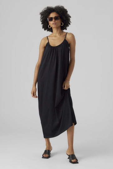 Vero Moda Jurk VMLUNA SINGLET ANKLE DRESS NOOS 10286077 BLACK