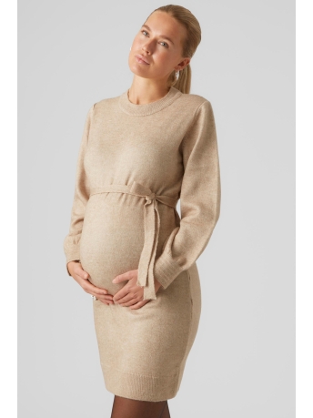 Mama-Licious Positiekleding MLNEWANNE L/S ABK KNIT DRESS A. NOO 20017356 Natural Melange