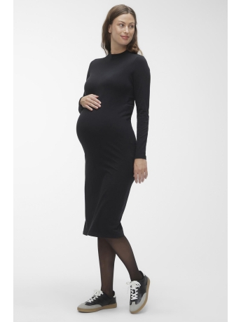 Mama-Licious Positiekleding MLEVA LS JRS MIDI HN DRESS A. NOOS 20019758 Black