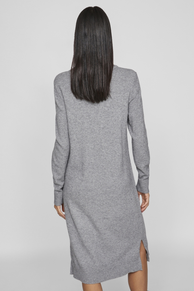 Vila grijze dames jurk | Model achteraanzicht