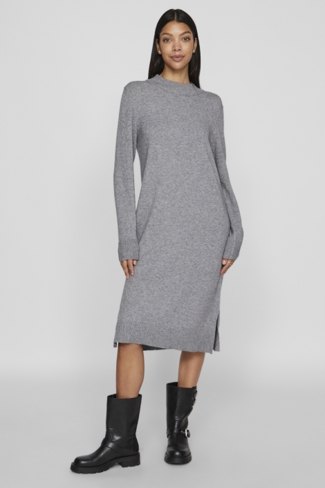 Vila grijze dames jurk | Model vooraanzicht