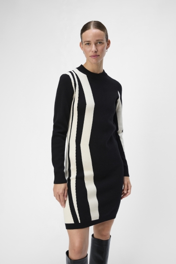 Object OBJRAY L/S KNIT DRESS AOP NOOS 23040957 Black/Sandshell