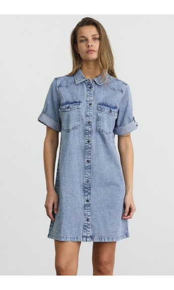 NMNEW SIGNE S/S DENIM DRESS WG003LB 27030041 Light Blue Denim