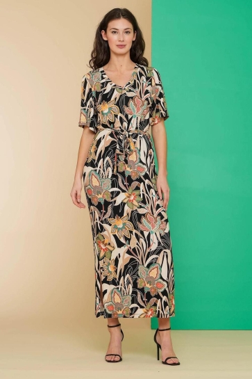 Geisha Jurk FAY MAXI JURK MET PRINT 47136 60 Emerald/Orange