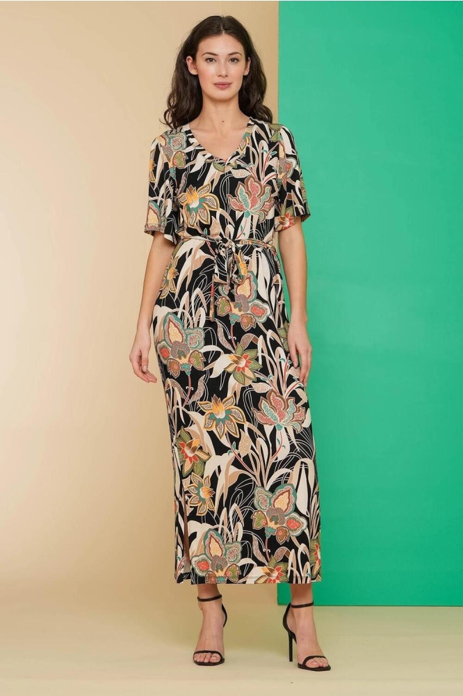 FAY MAXI JURK MET PRINT 47136 60 Emerald/Orange