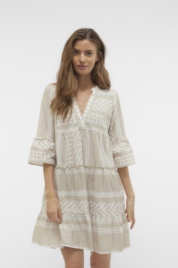 Vero Moda Jurk VMDICTHE 3/4 TUNIC WVN GA NOOS 10225127 Silver Lining AOP: Ibiza snow white