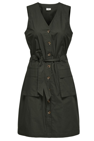 Jacqueline de Yong Jurk JDYELORA S/L V-NECK CARGO DRESS WVN 15343960 PEAT
