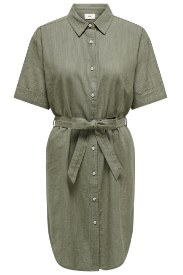 Jacqueline de Yong Jurk JDYSALLY S/S LINEN SHIRT DRESS WVN 15315021 Kalamata