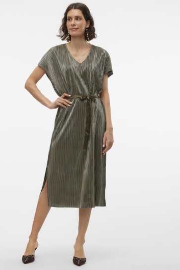Vero Moda Jurk VMMUVI S/S CALF DRESS JRS BTQ 10314062 IVY GREEN