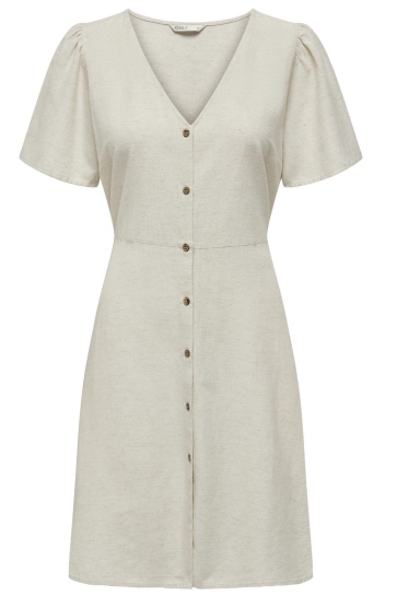Only Jurk ONLVITA LIFE LINEN S/S SHORT DRESS 15317914 Pumice Stone