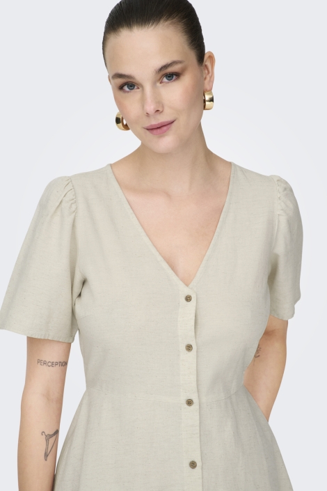 Only beige dames jurk | Model vooraanzicht