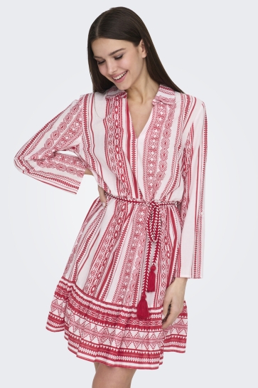 Jacqueline de Yong Jurk JDYANNA 7/8 DRESS WVN 15325610 CLOUD DANCER/SKI PATROL IKAT