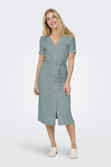 Only Jurk ONLSIESTA SS LINEN BL SHIRT DRESS P 15347210 ABYSS