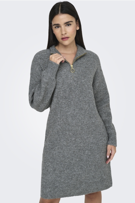 Only grijze dames jurk | Model vooraanzicht