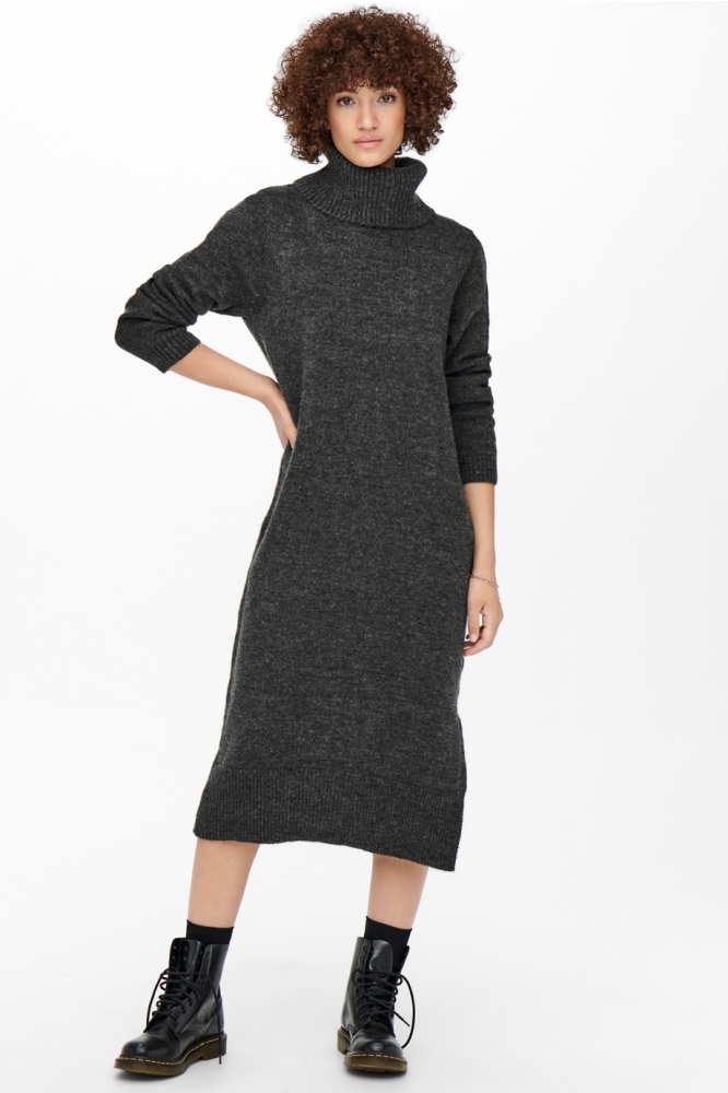 Only grijze dames jurk | Model vooraanzicht